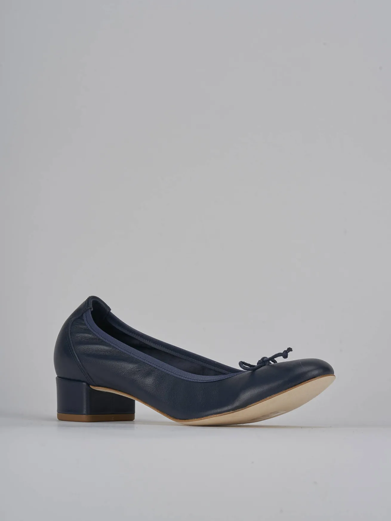 Ballerine tacco 4cm pelle blu