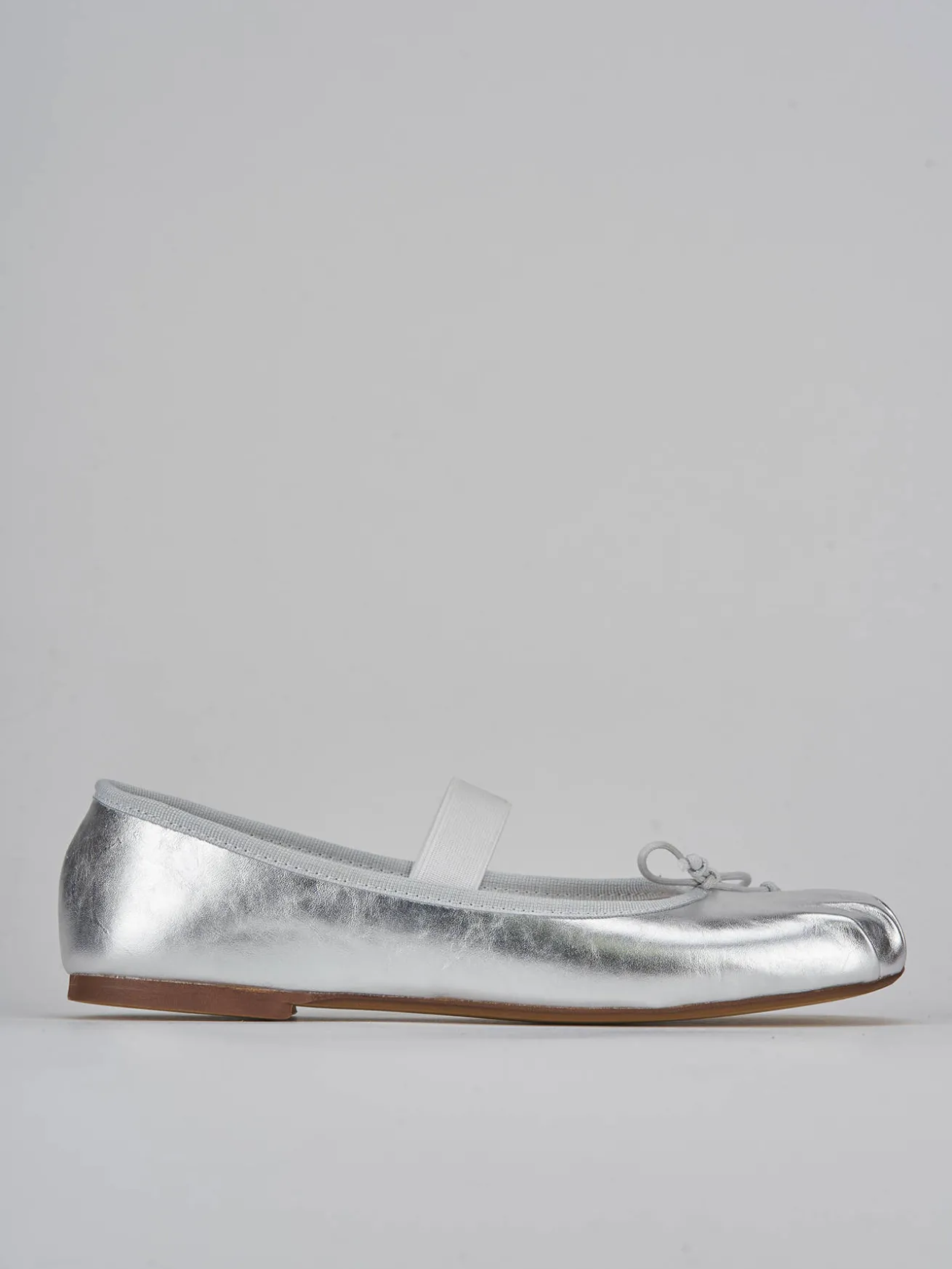 Ballerine tacco 1cm pelle argento