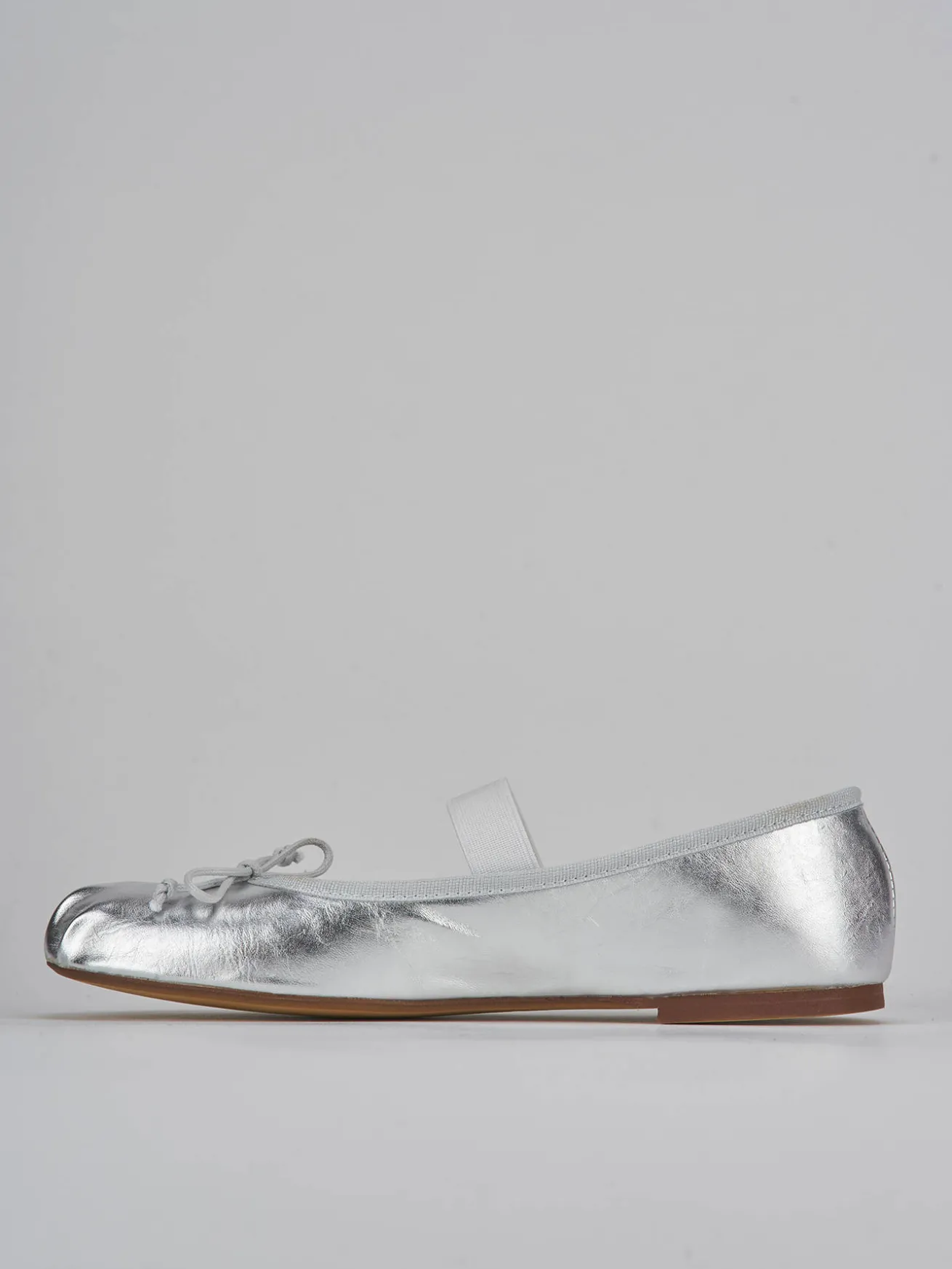 Ballerine tacco 1cm pelle argento