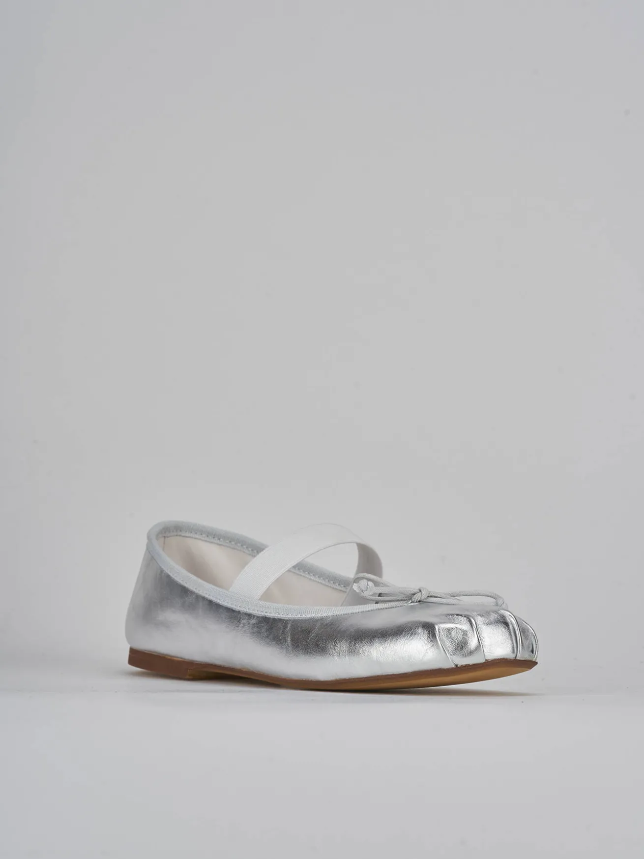 Ballerine tacco 1cm pelle argento