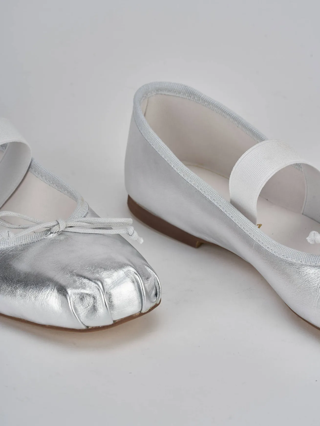 Ballerine tacco 1cm pelle argento