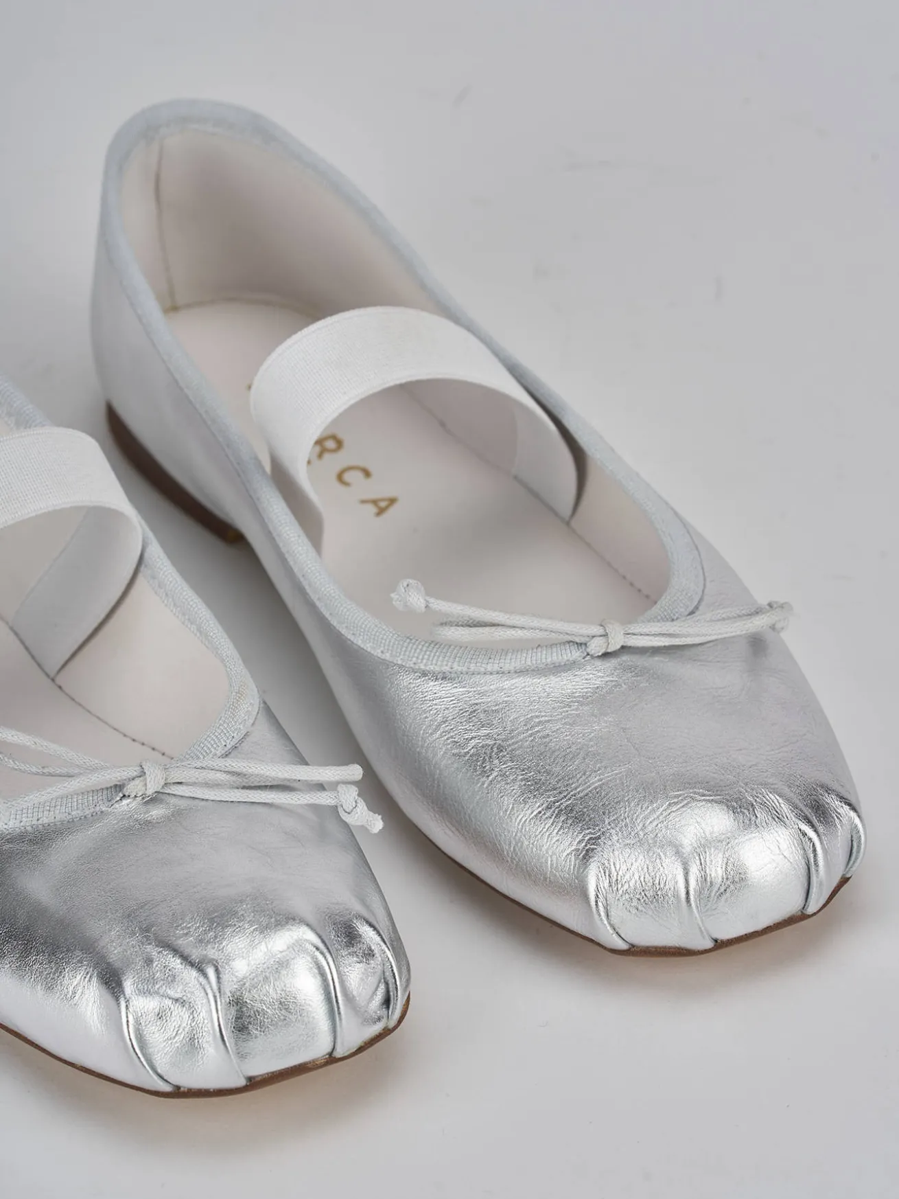 Ballerine tacco 1cm pelle argento