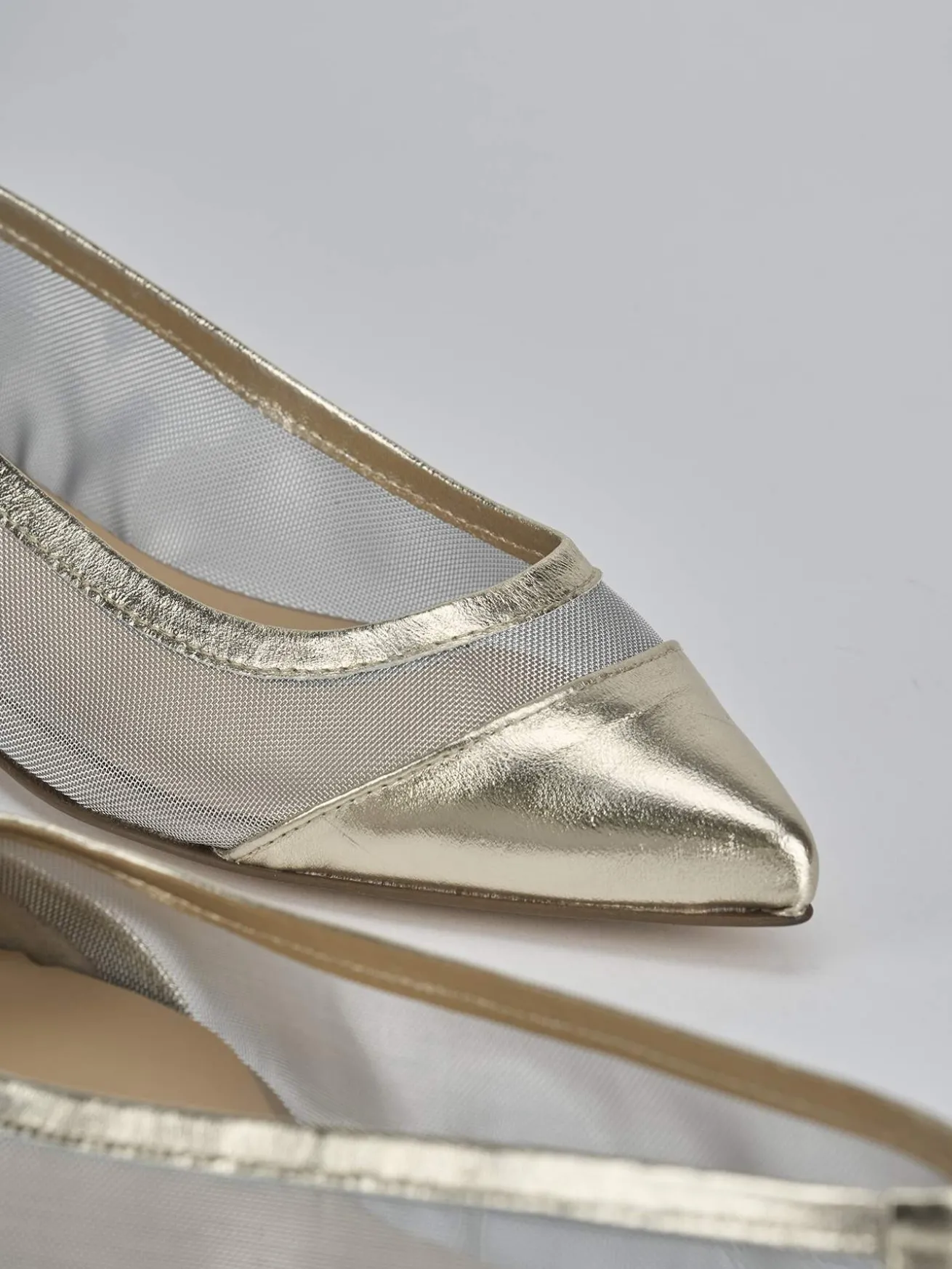 Ballerine tacco 1cm pelle oro