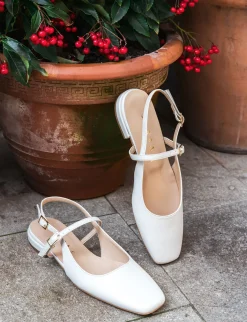 Ballerine tacco 1cm pelle bianco