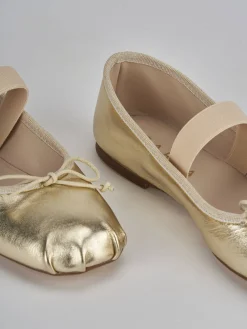 Ballerine tacco 1cm pelle oro
