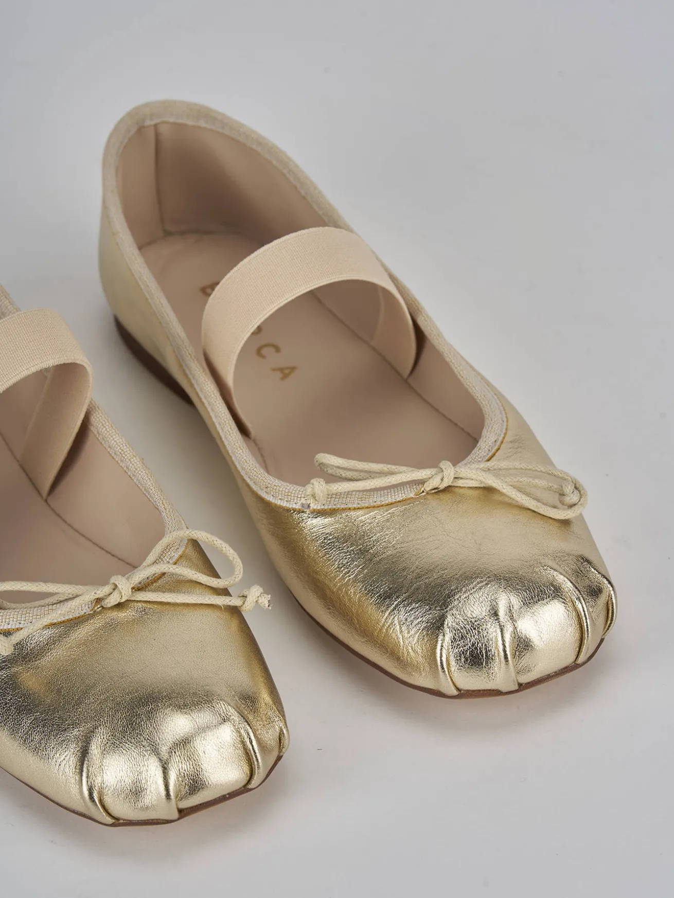 Ballerine tacco 1cm pelle oro