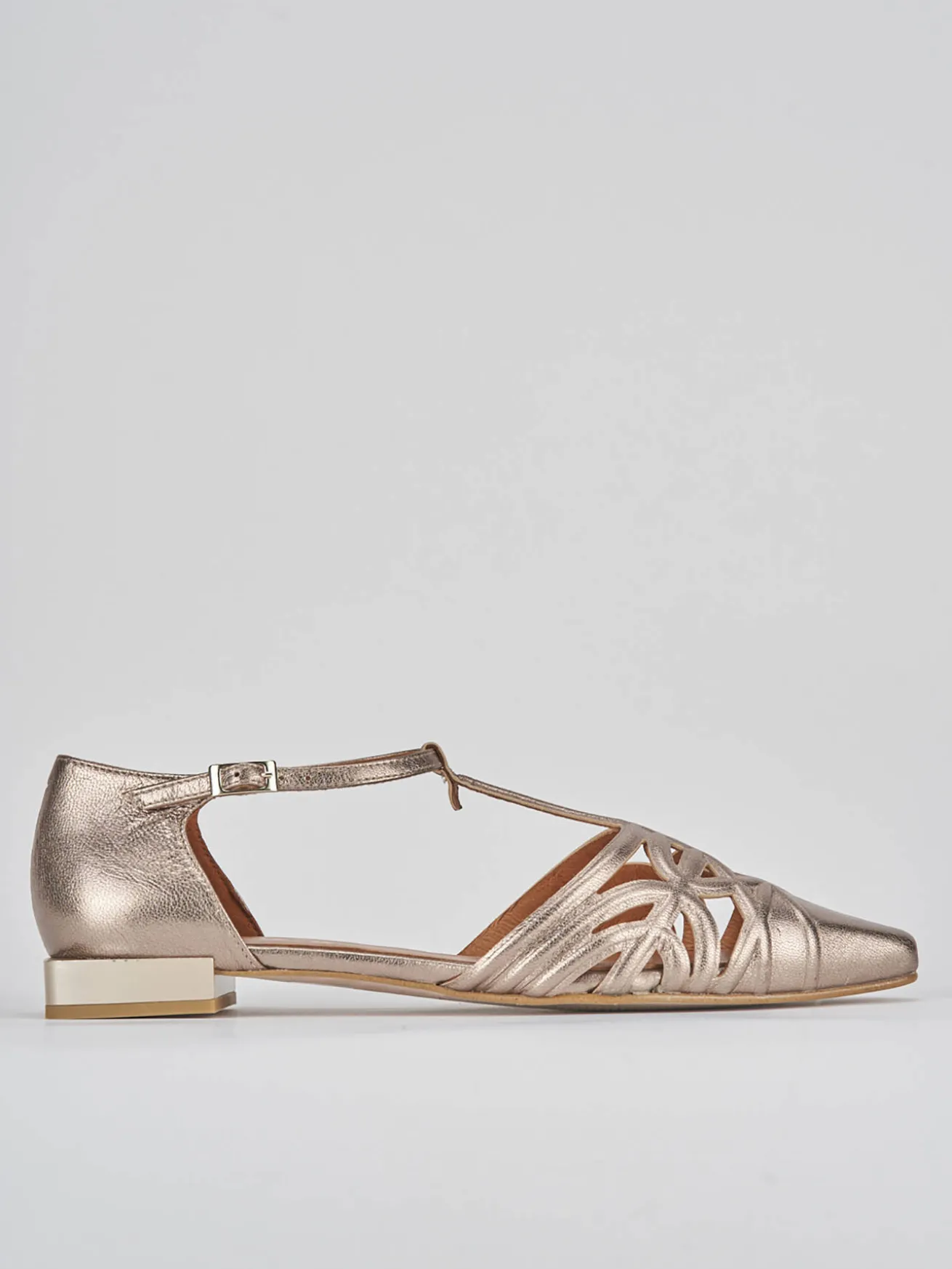 Ballerine tacco 1cm pelle bronzo