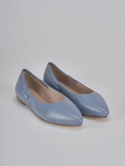 Ballerine tacco 1cm pelle azzurro