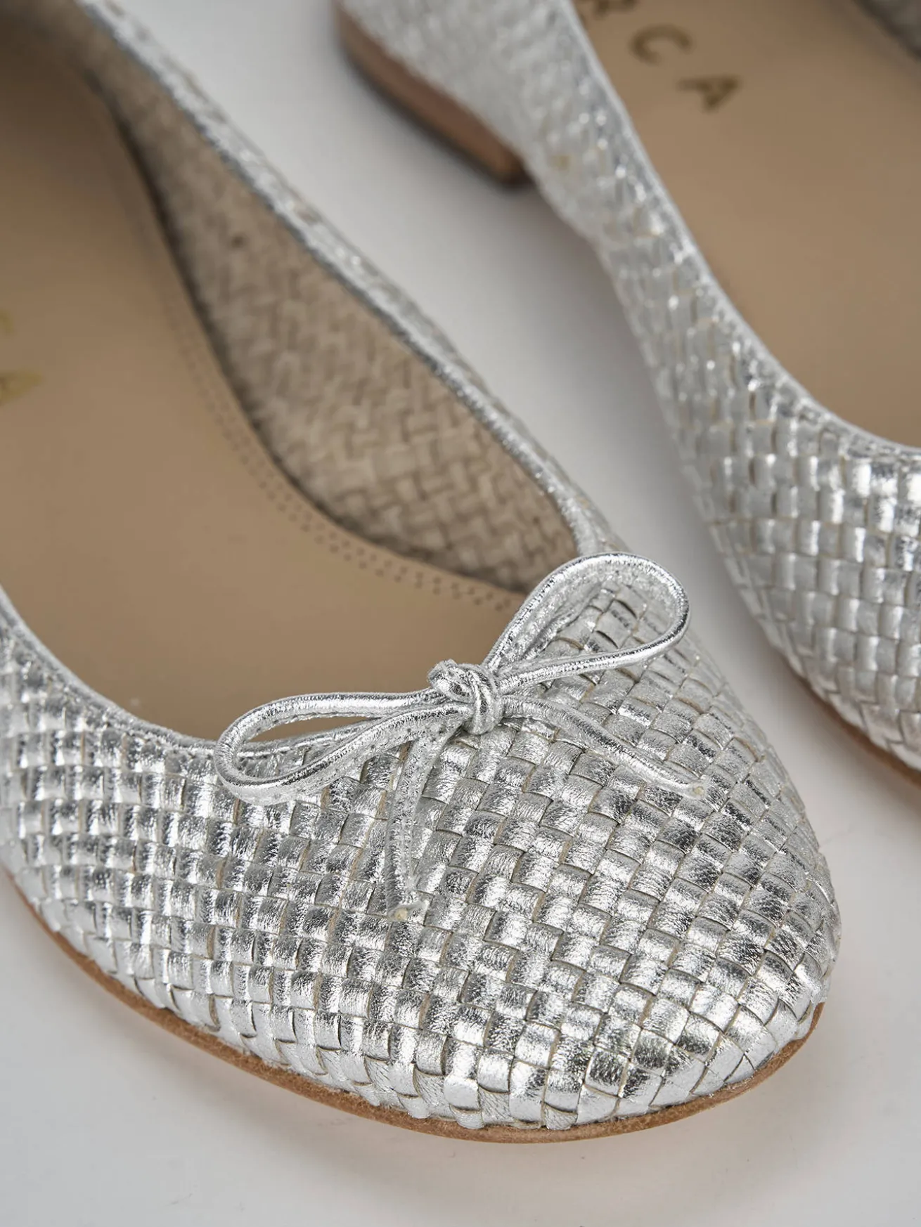 Ballerine tacco 1cm pelle argento