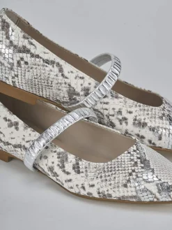 Ballerine tacco 1cm pitone argento