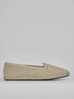 Ballerine tacco 1cm tessuto beige