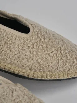 Ballerine tacco 1cm tessuto beige