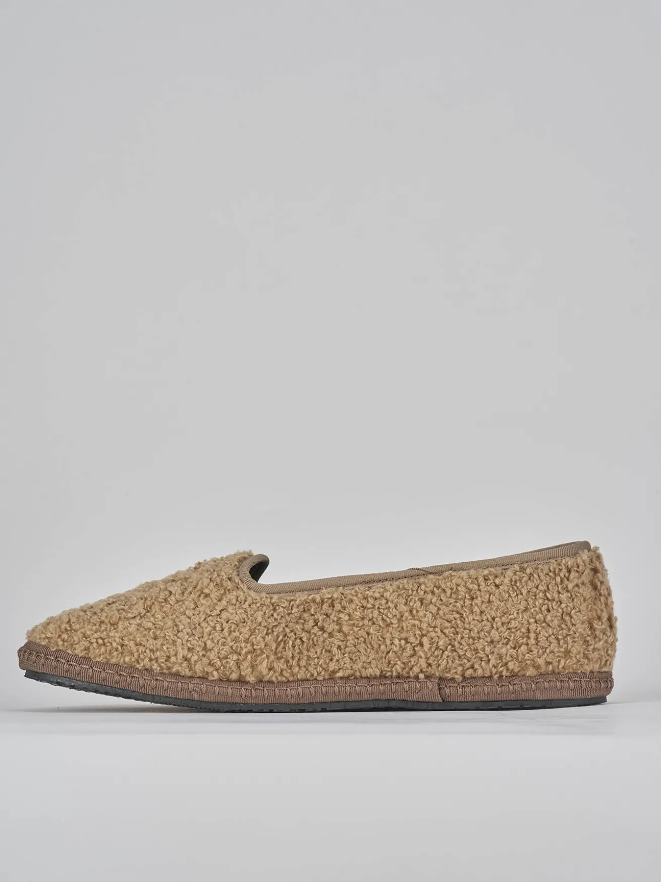 Ballerine tacco 1cm tessuto marrone