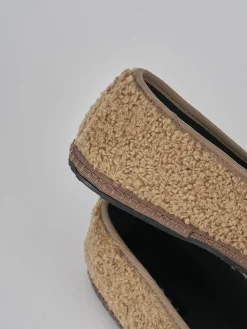 Ballerine tacco 1cm tessuto marrone