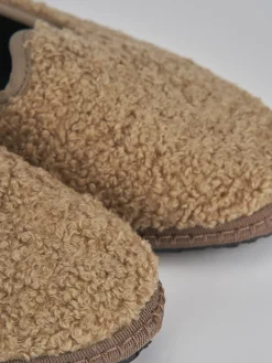 Ballerine tacco 1cm tessuto marrone