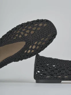 Ballerine tacco 1cm tessuto nero