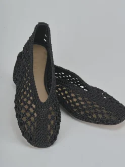 Ballerine tacco 1cm tessuto nero