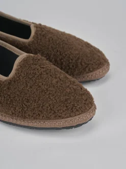 Ballerine tacco 1cm tessuto marrone