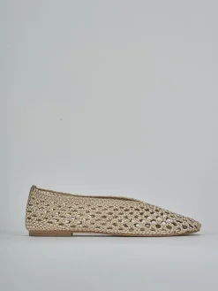 Ballerine tacco 1cm tessuto beige