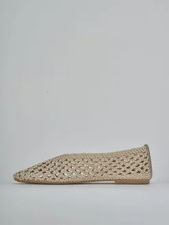 Ballerine tacco 1cm tessuto beige