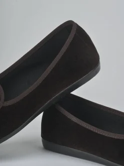 Ballerine tacco 1cm velluto testa