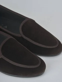 Ballerine tacco 1cm velluto testa