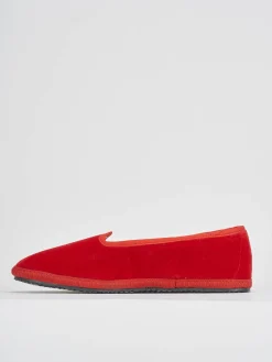 Ballerine tacco 1cm velluto rosso