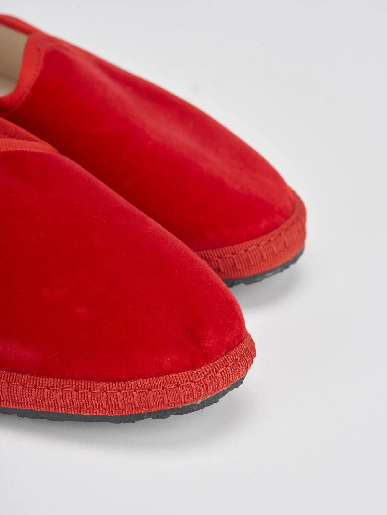 Ballerine tacco 1cm velluto rosso