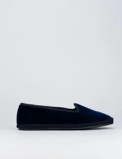 Ballerine tacco 1cm velluto blu