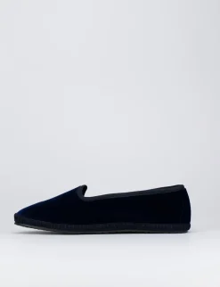 Ballerine tacco 1cm velluto blu