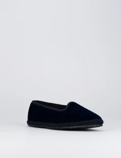 Ballerine tacco 1cm velluto blu