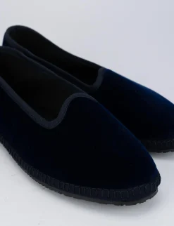 Ballerine tacco 1cm velluto blu