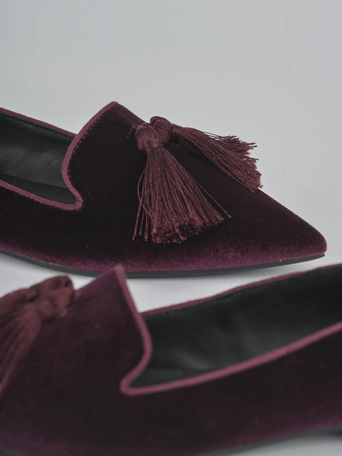 Ballerine tacco 1cm velluto bordo'