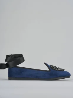 Ballerine tacco 1cm velluto blu