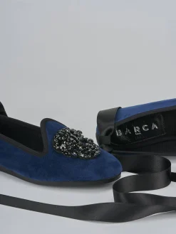 Ballerine tacco 1cm velluto blu