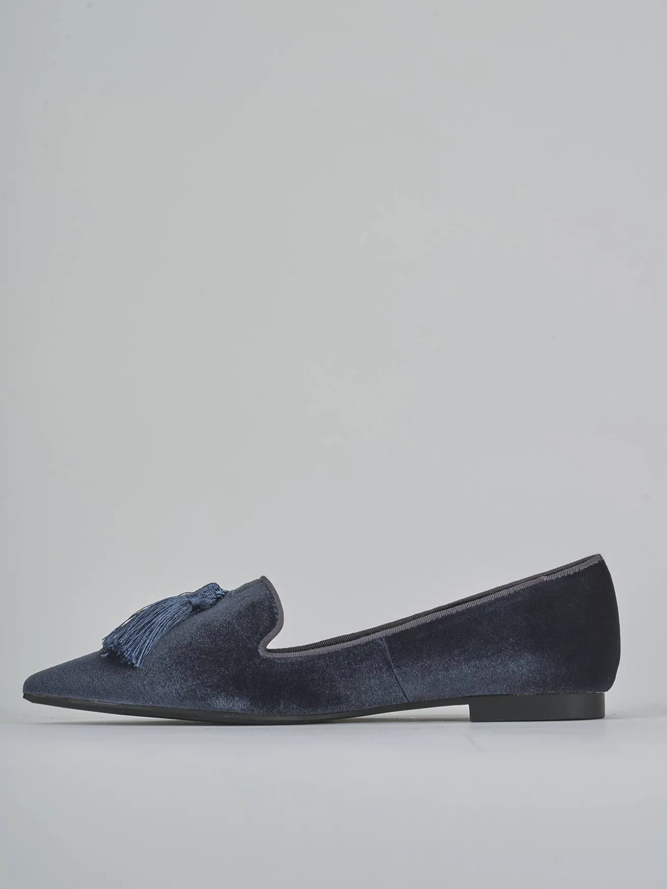 Ballerine tacco 1cm velluto blu