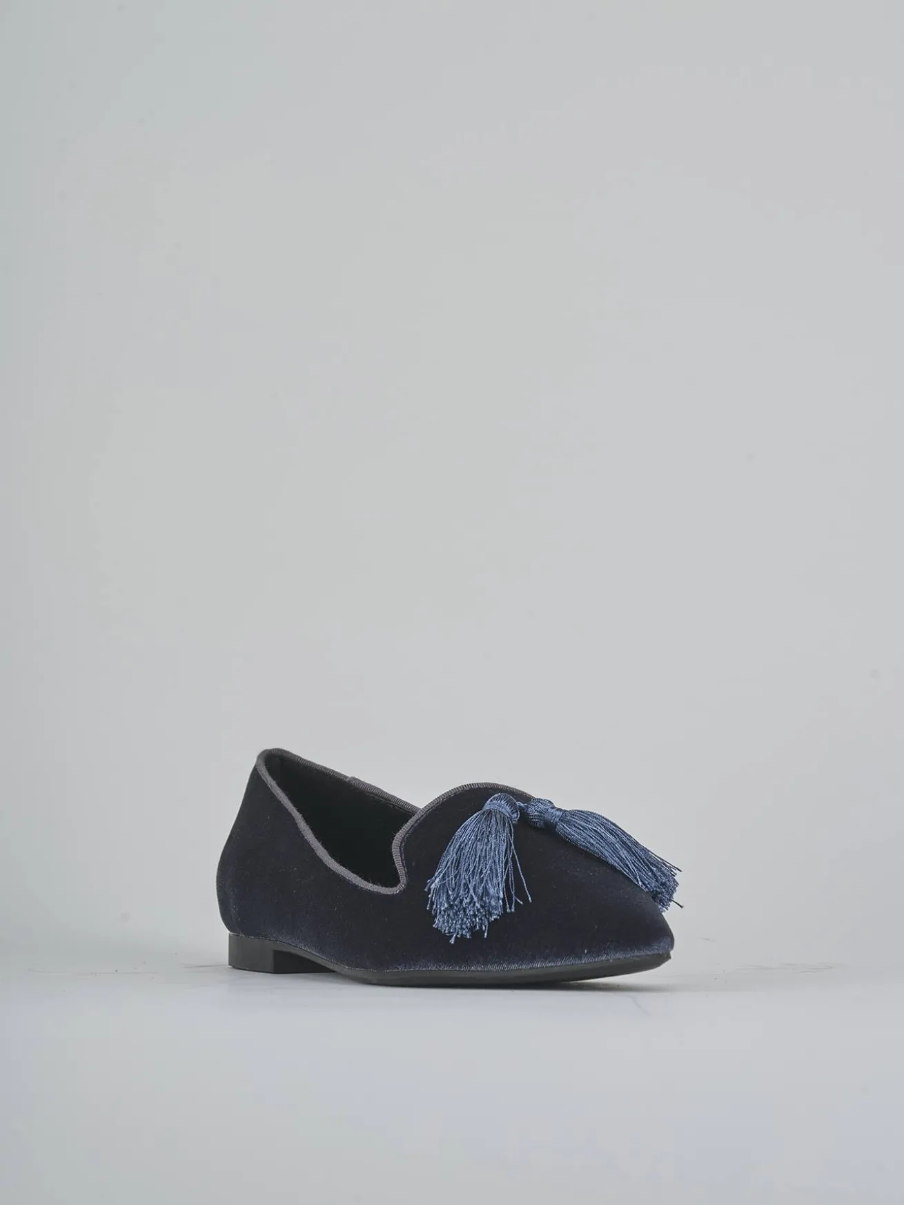 Ballerine tacco 1cm velluto blu