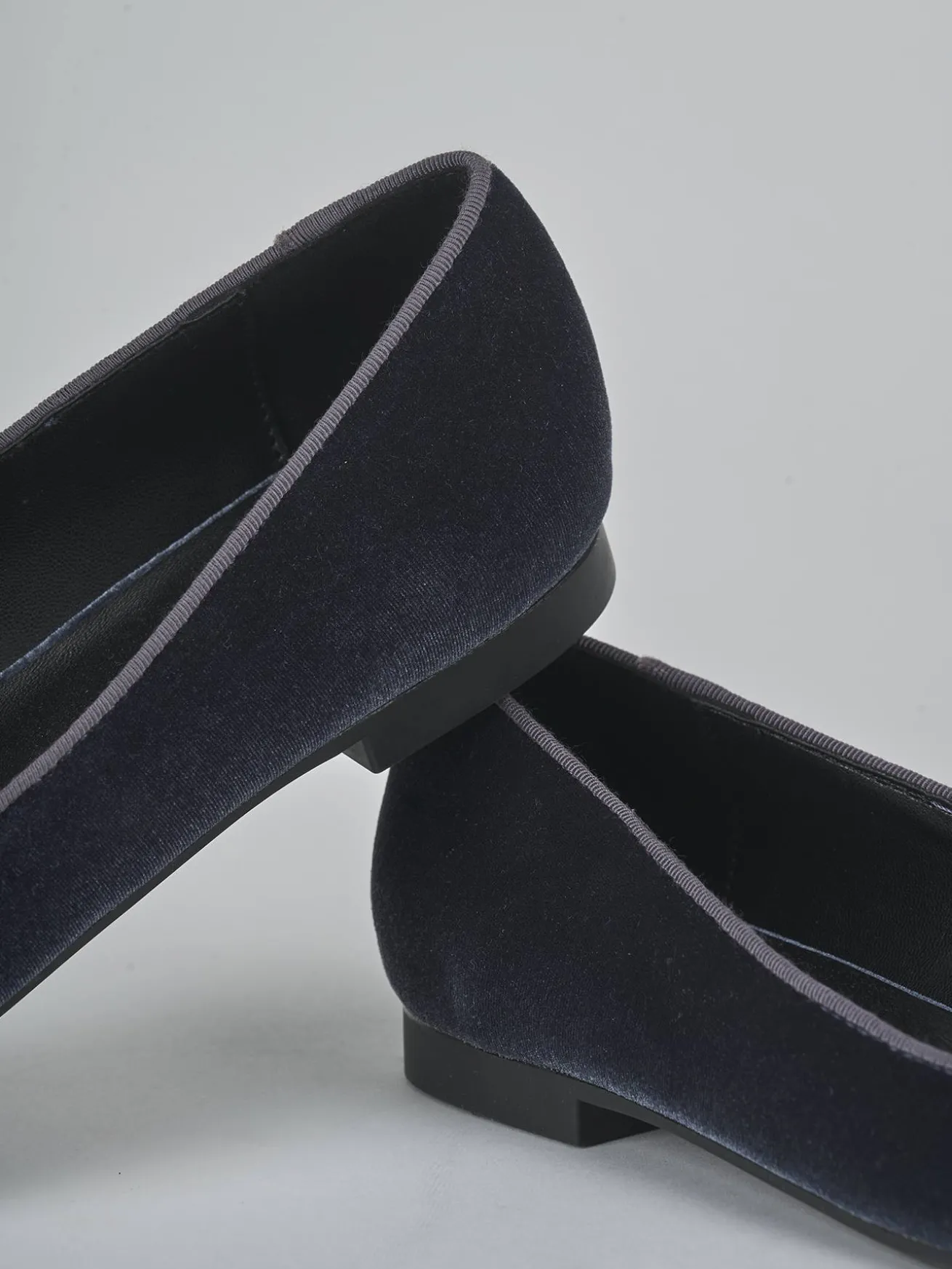 Ballerine tacco 1cm velluto blu