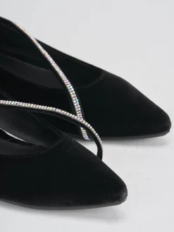 Ballerine tacco 1cm velluto nero