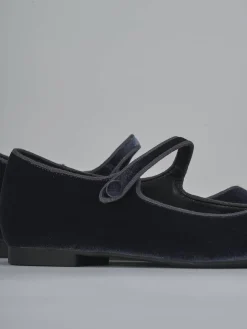 Ballerine tacco 1cm velluto blu