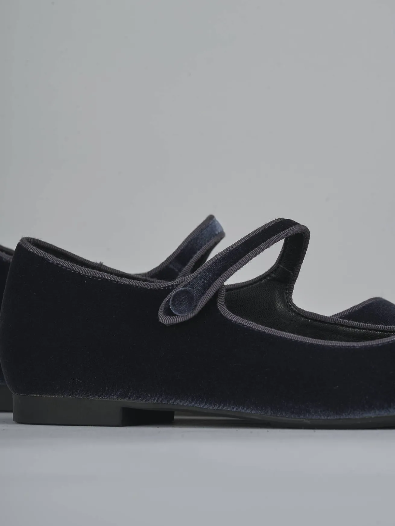 Ballerine tacco 1cm velluto blu