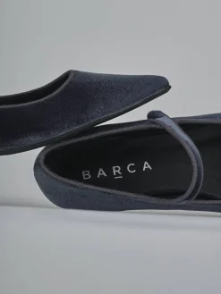 Ballerine tacco 1cm velluto blu