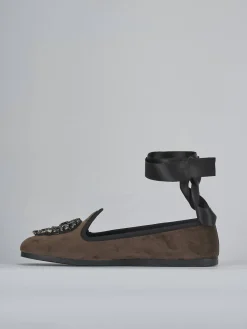 Ballerine tacco 1cm velluto testa