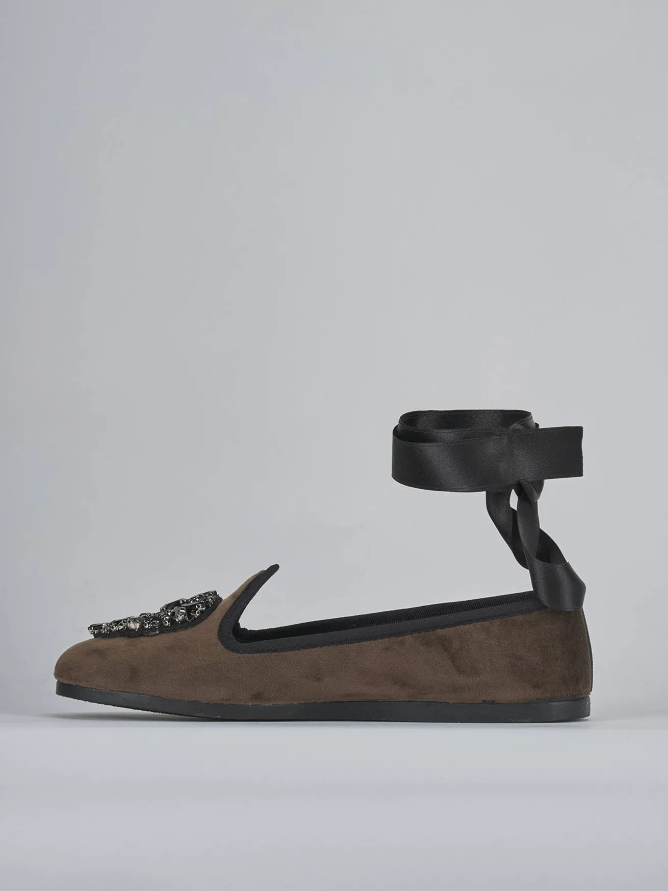 Ballerine tacco 1cm velluto testa