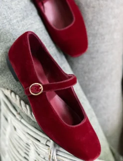 Ballerine tacco 1cm velluto bordo'