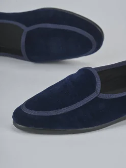 Ballerine tacco 1cm velluto blu