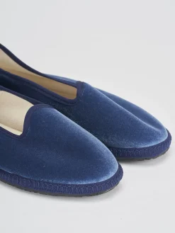 Ballerine tacco 1cm velluto blu