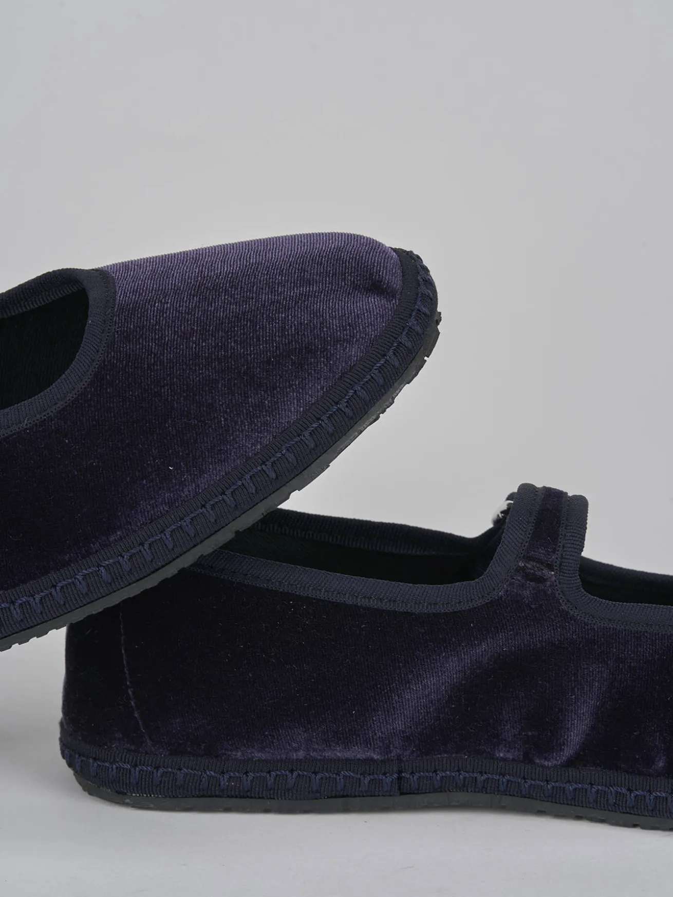 Ballerine tacco 1cm velluto viola