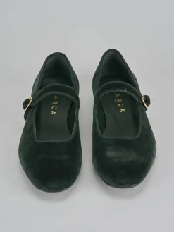 Ballerine tacco 1cm velluto verde