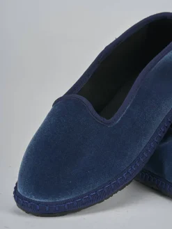 Ballerine tacco 1cm velluto azzurro